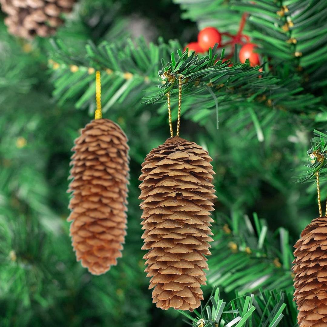 3.5-5Inch Natural Pine Cones, Big Pinecones, Christmas Natural Pinecone Ornaments (10 pieces)