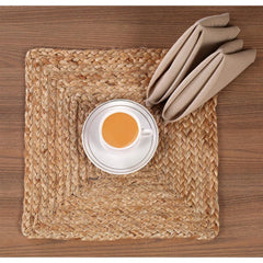 Set of 4 Natural Colored Square Jute Placemat Mats