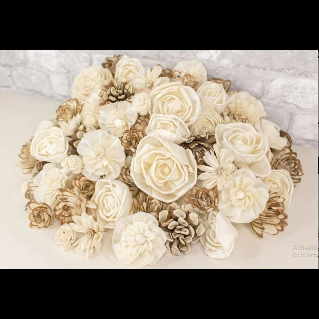 Assorted mix sola bark and white flower 30 pcs