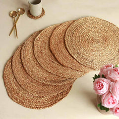 Set of 6 Natural Colored Round Jute Coasters